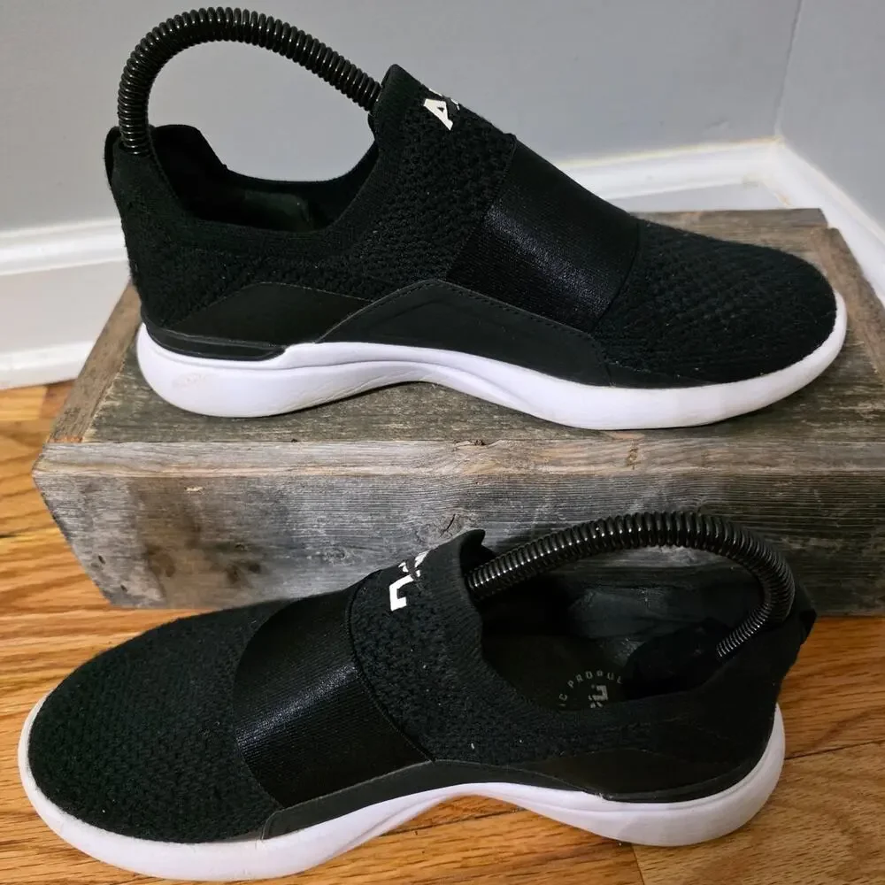 APL TechLoom Bliss Black White Slip On Running Shoes Women's Size 6